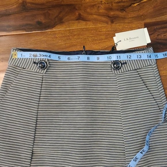 L.K. Bennett Mableen Navy and Cream Stripe Skirt - Picture 12 of 15